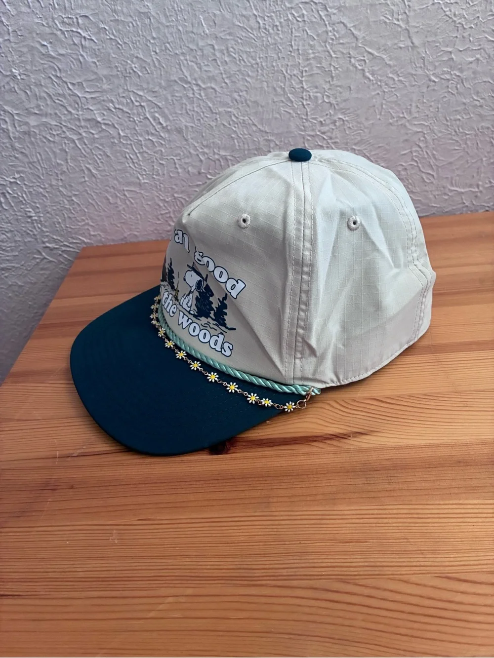 2024 Peanuts Beige and Dark Green 'It's All Good in the Woods' Rope Cap